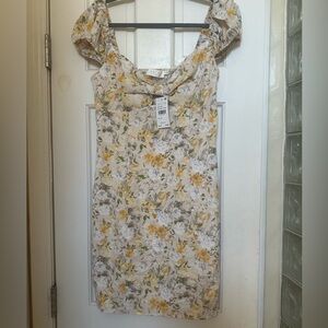 NWT Astr Cap Sleeve Floral Minidress In Yellow Multi Floral